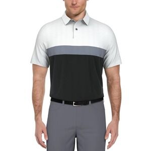 PGA Tour Mens Colorblock Golf‎ Polo Shirt White Grey Black Size M New MSRP $62